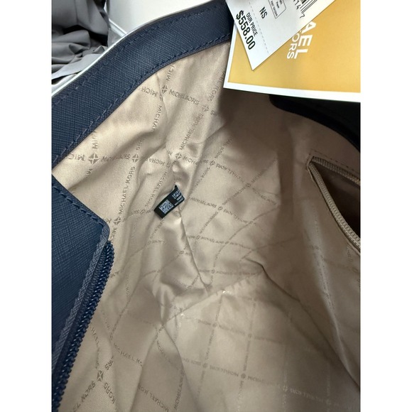 Michael Michael Kors Gilly Large Drawstring Travel Tote Leather Navy Blue Bag - Picture 15 of 15